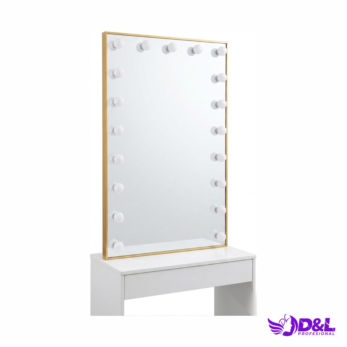 Espejo de Camerino con Luces LED 120x70cm Dorado Cobrizo