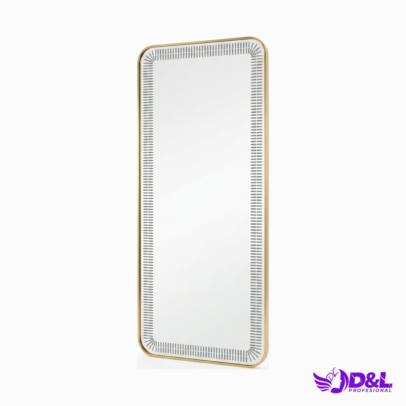 Espejo de Piso Rectangular con Luz LED Dentado 170x70cm Dorado Cobrizo