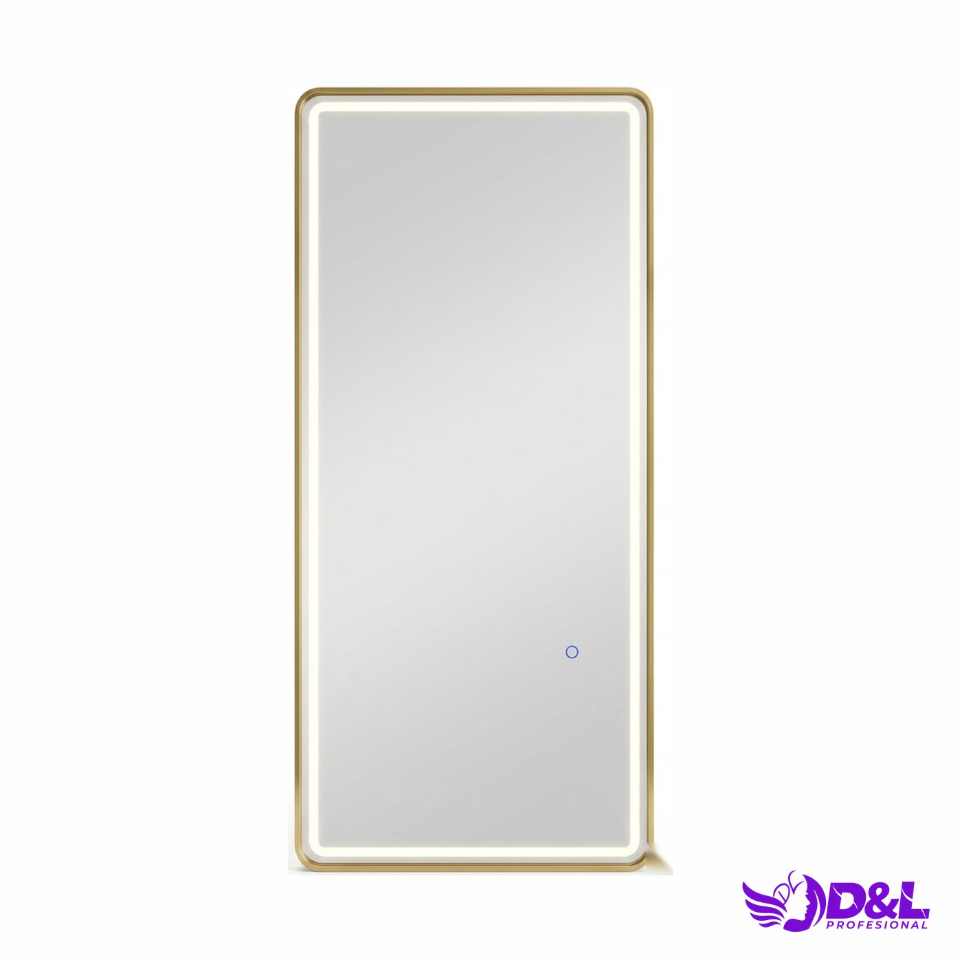 Espejo de Piso Rectangular con Luz LED y Sensor Táctil 170x70cm Dorado