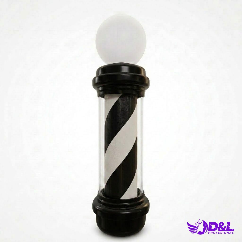Lámpara Pole 90 cm, base negro, negro y blanco, con bola