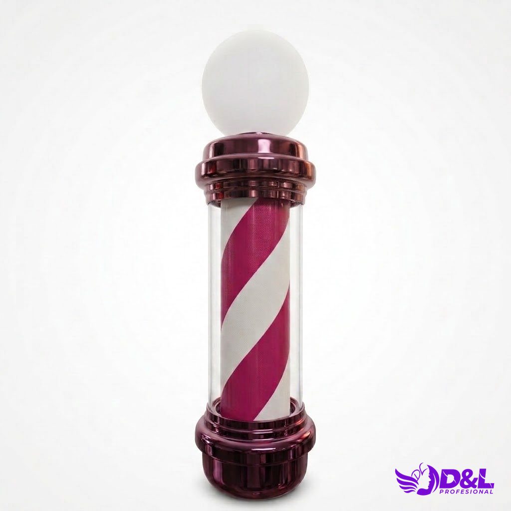 Lámpara Pole 90 cm, base rosado, rojo y blanco, con bola