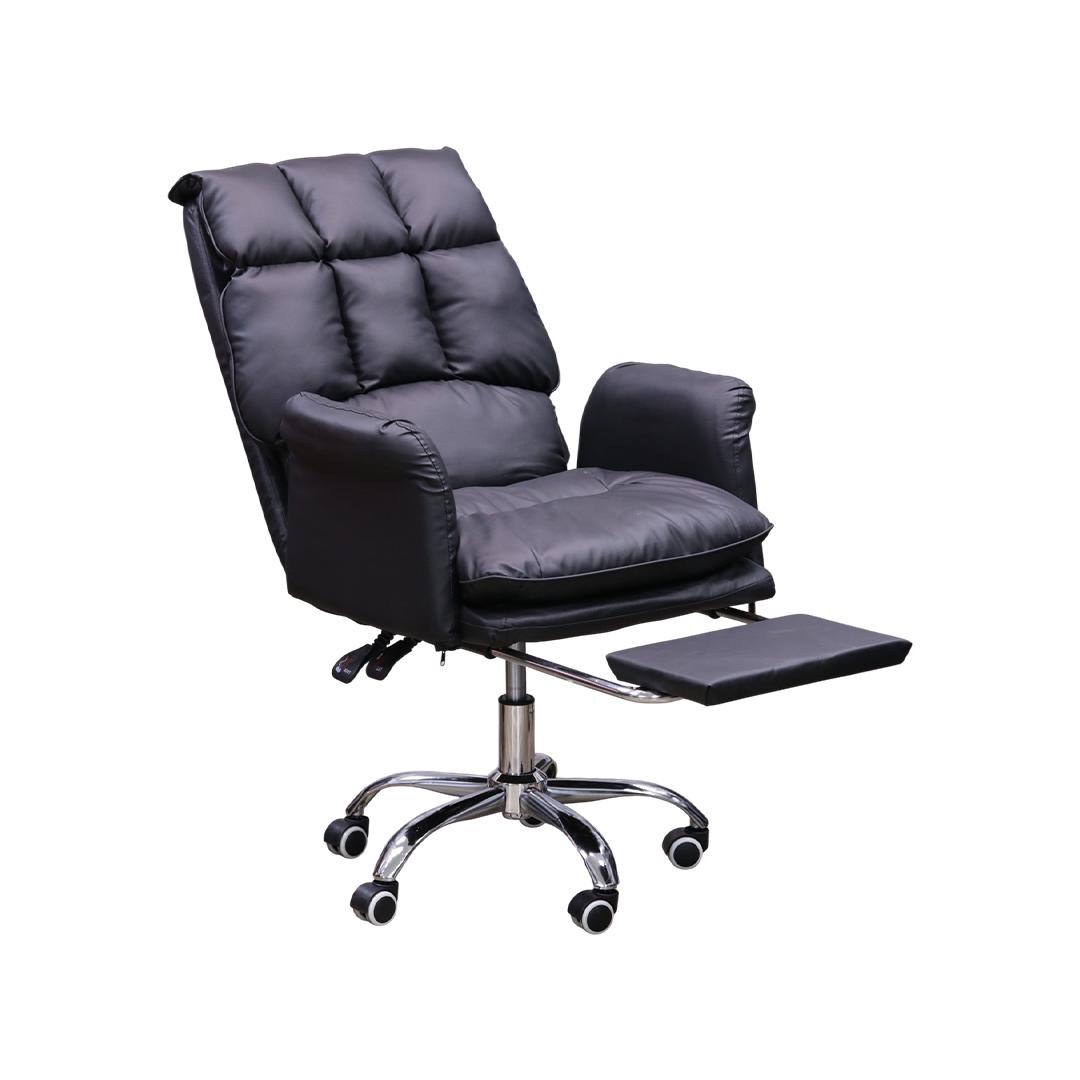 Silla de Oficina Ejecutiva Negra con Reposapiés Extraíble 2