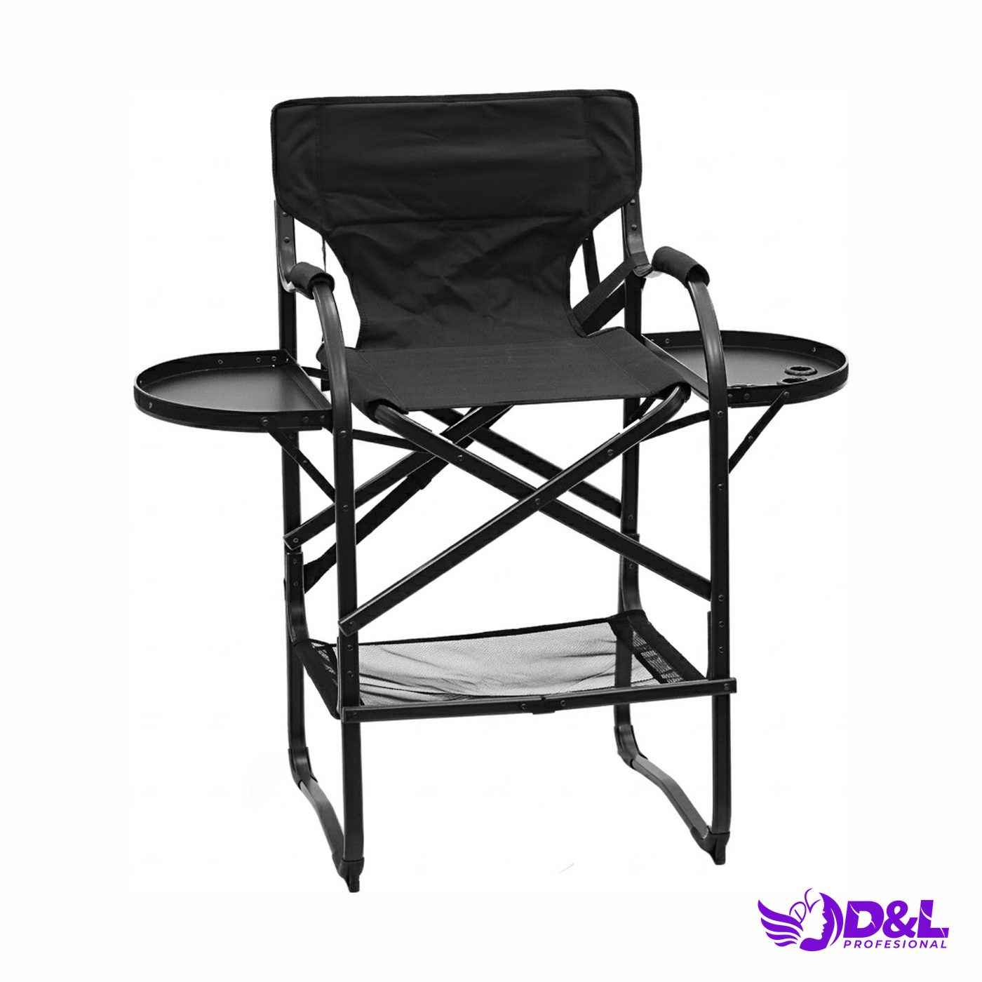 Silla de Maquillaje Portátil con Bandejas Laterales