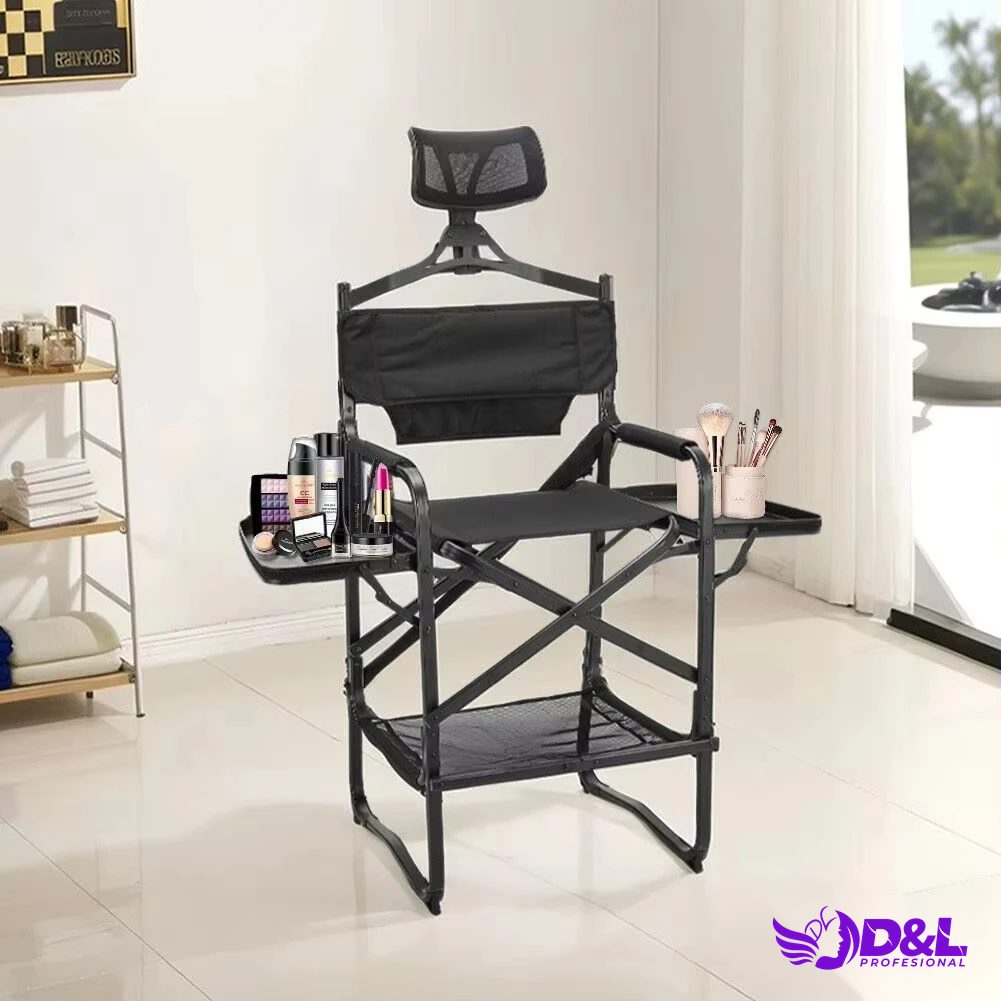Silla de Maquillaje Portátil con Cabezal Plegable 2