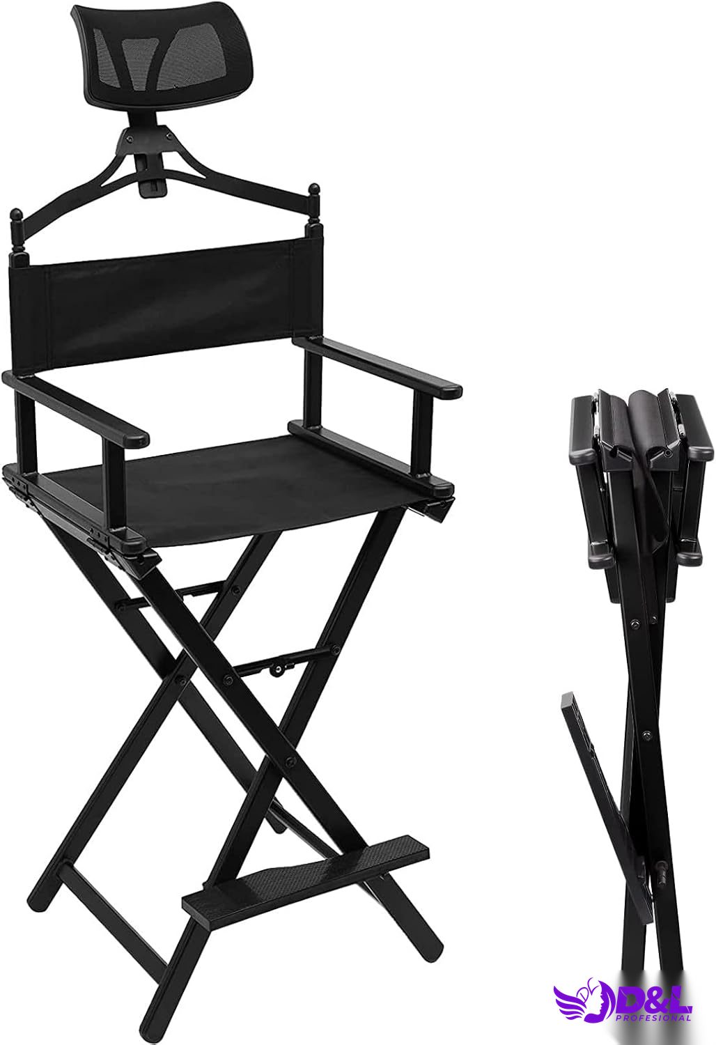 Silla de Maquillaje Portátil con Cabezal
