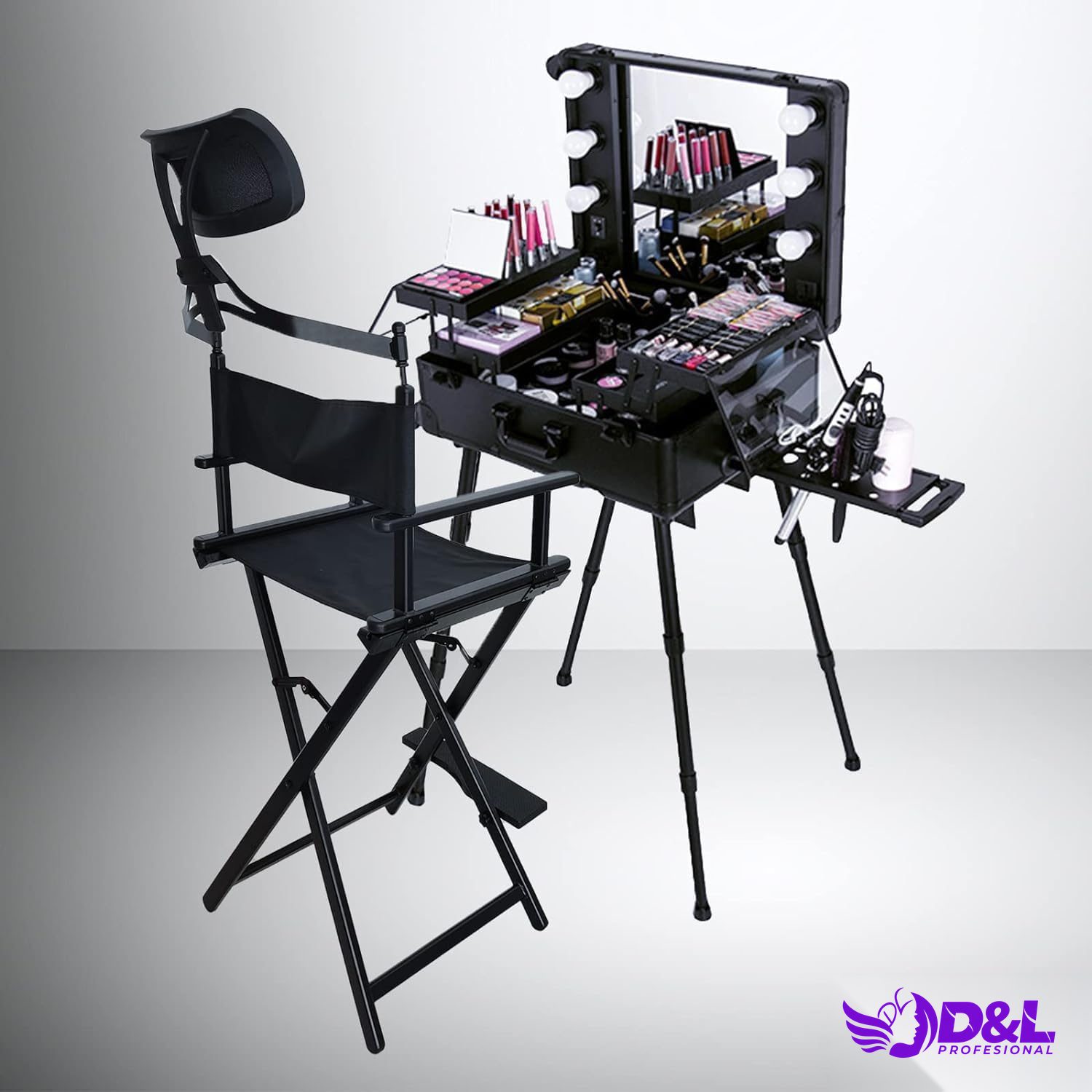 Silla de Maquillaje Portátil con Cabezal 2