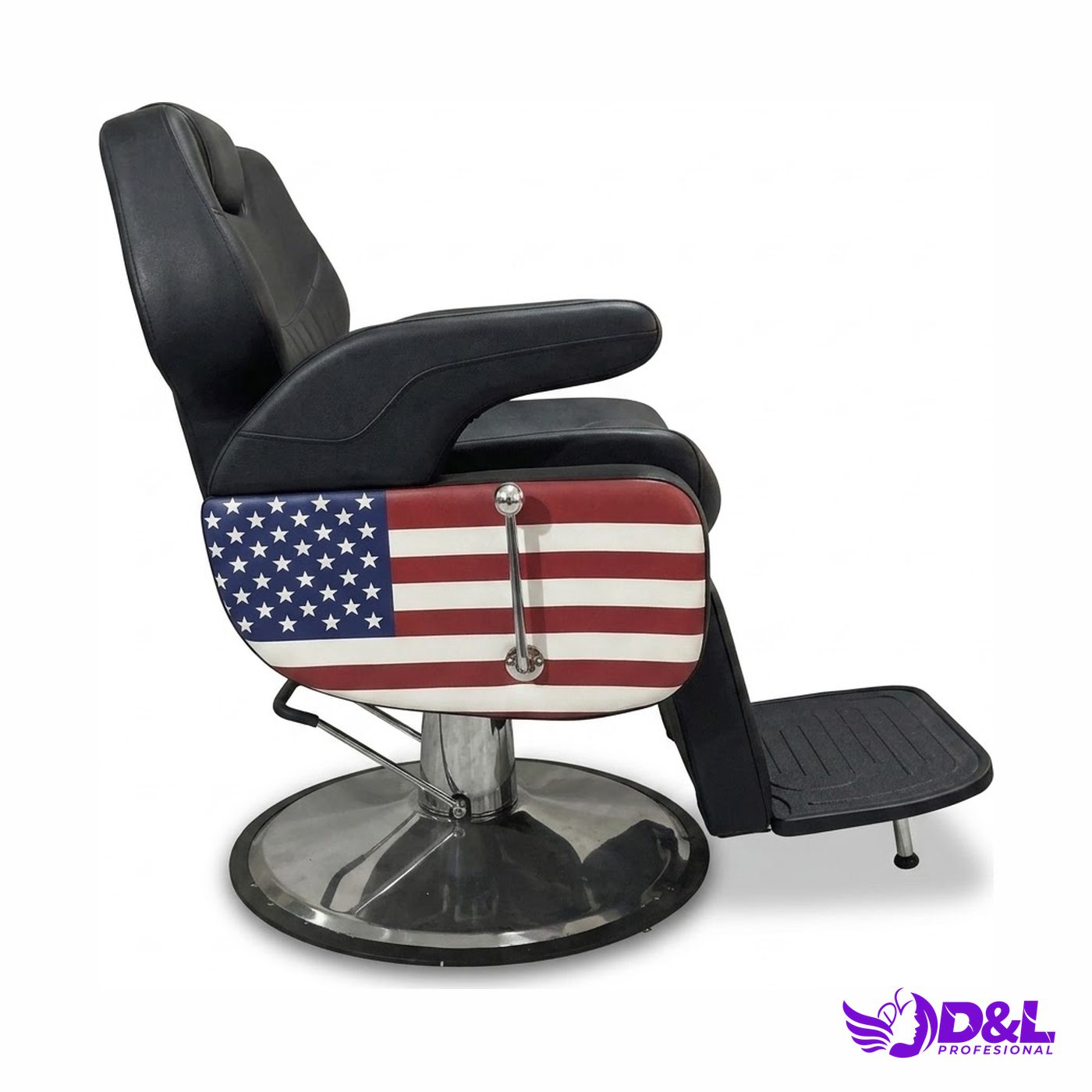 Sillón de Barbería BX-2689 Bandera Americana, Base Plateada 2