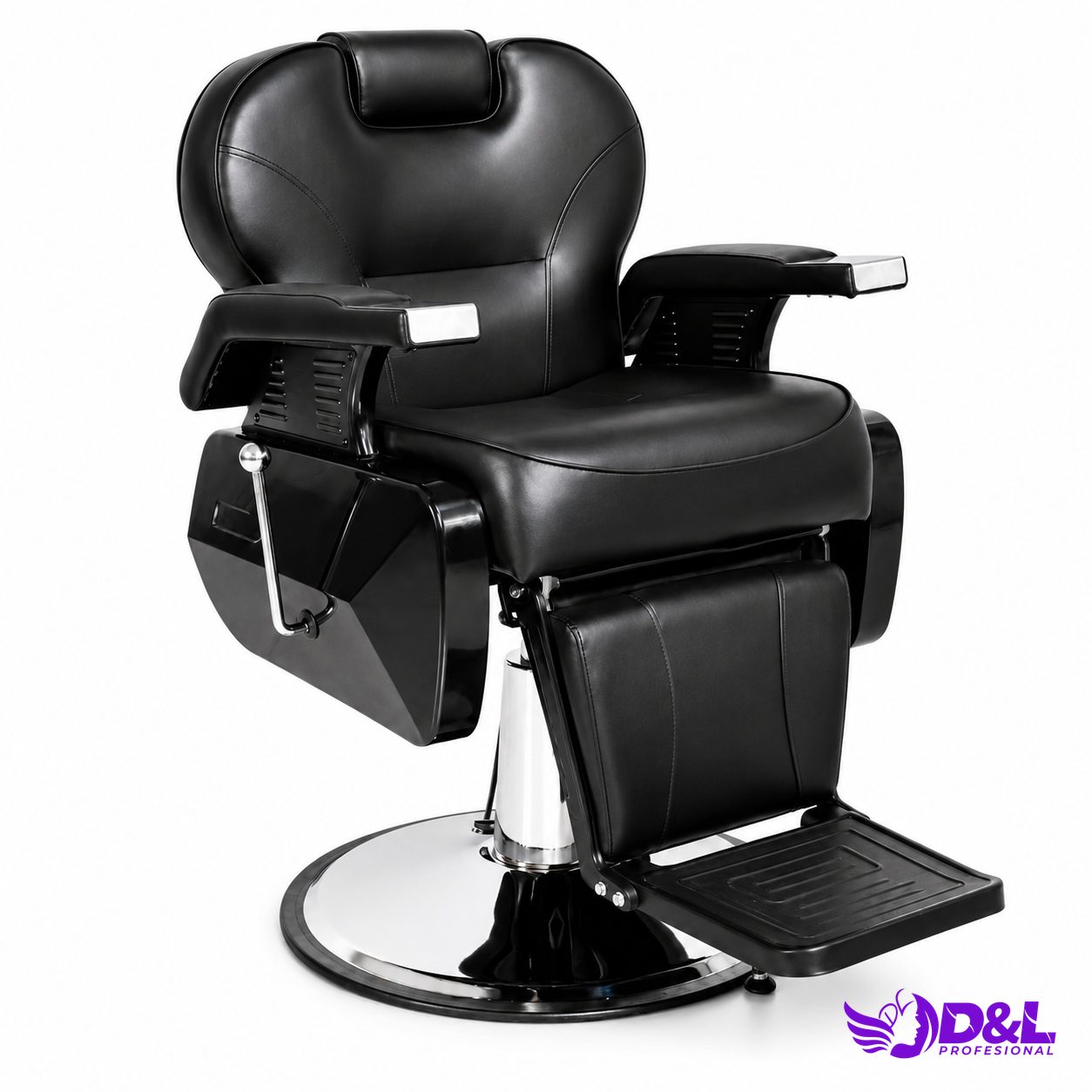 Sillón de Barbería Herley Negro y Plateado