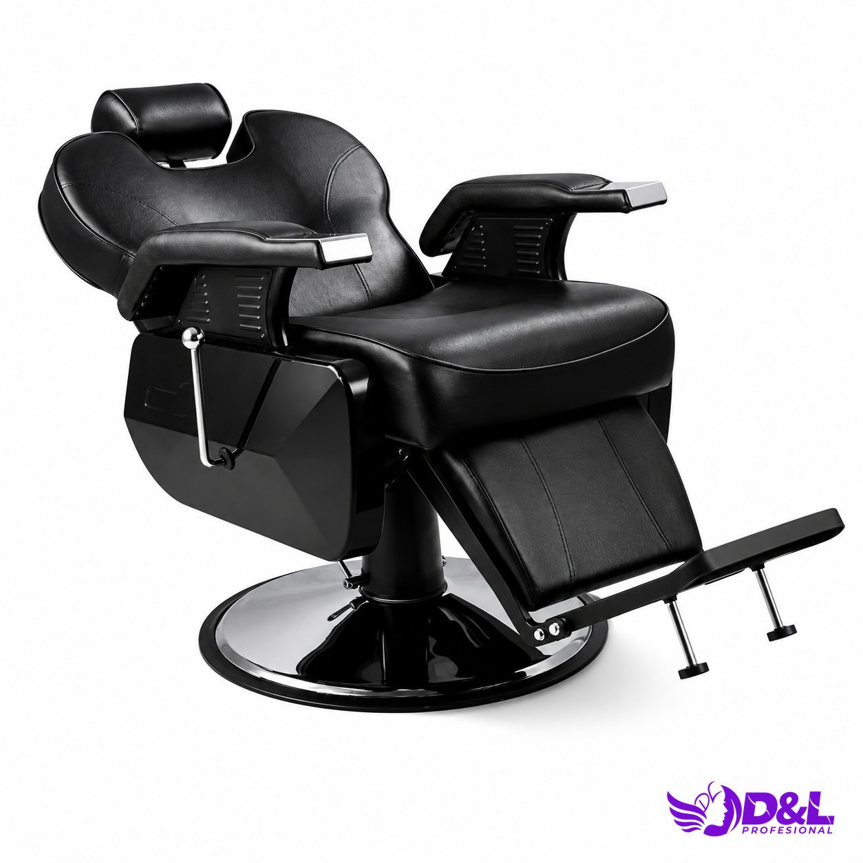 Sillón de Barbería Herley Negro y Plateado 2