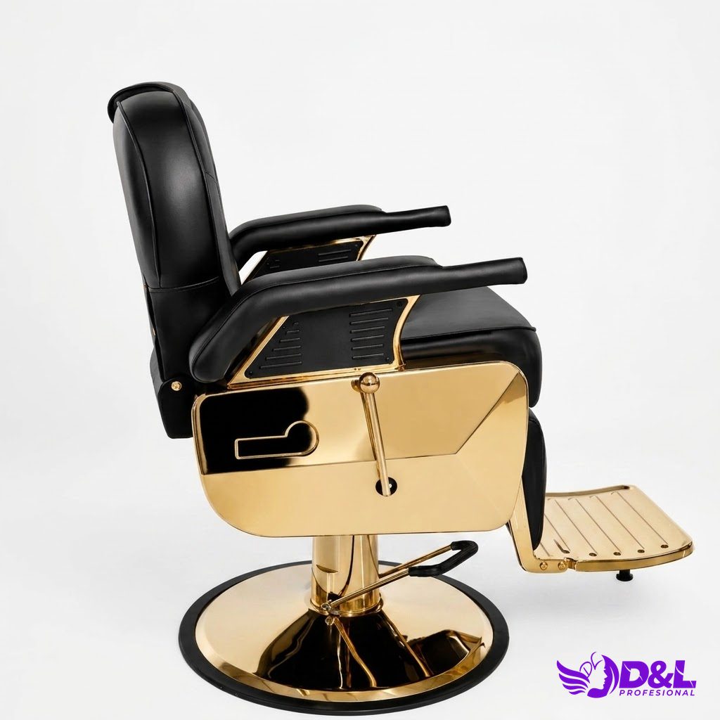 Sillón de Barbería Moderno Dorado y Negro 2