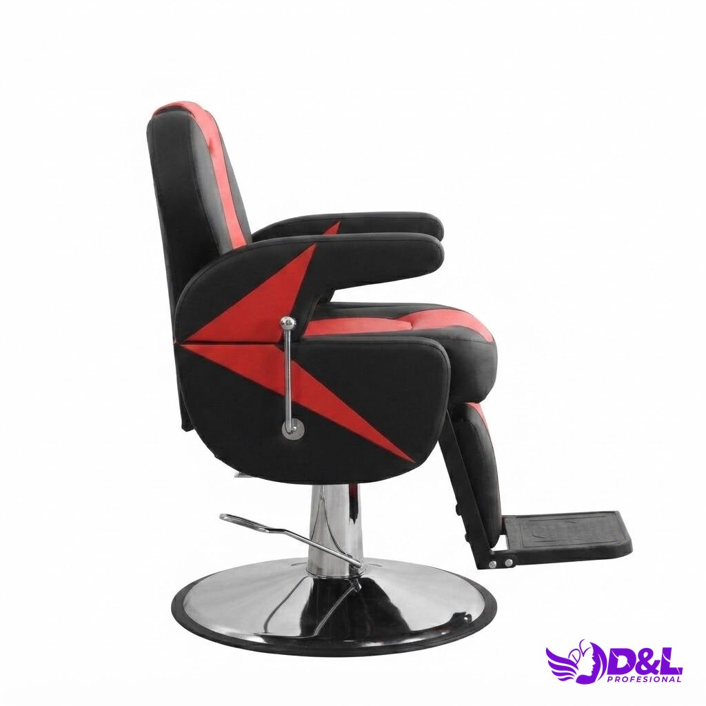 Sillón de Barbería Negro y Rojo 2