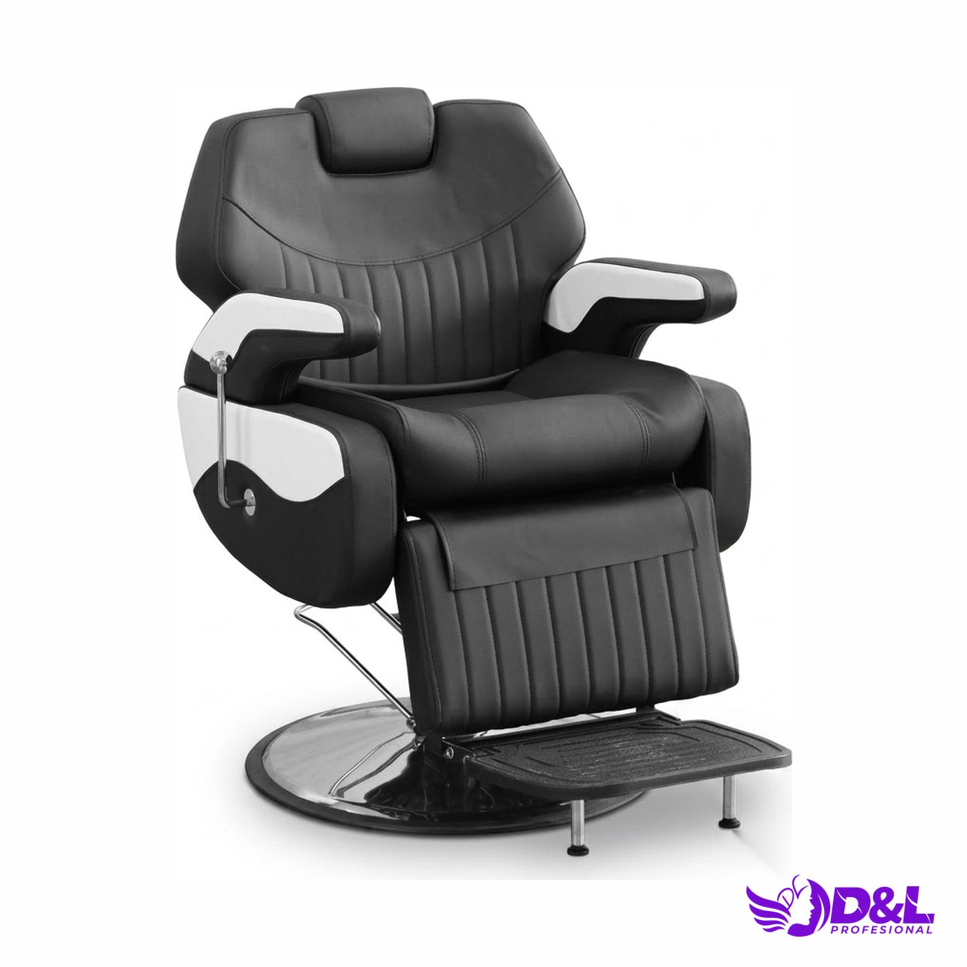 Sillón de Barbero Profesional Negro con Blanco
