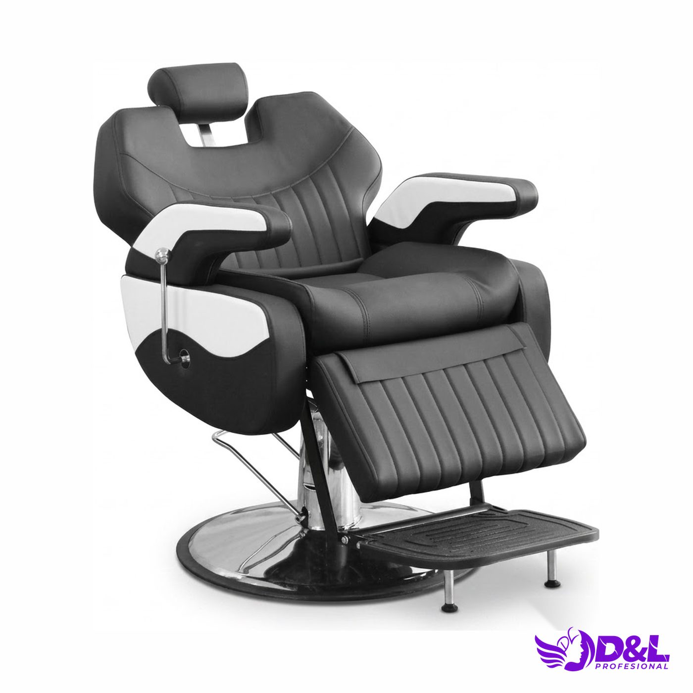 Sillón de Barbero Profesional Negro con Blanco 2