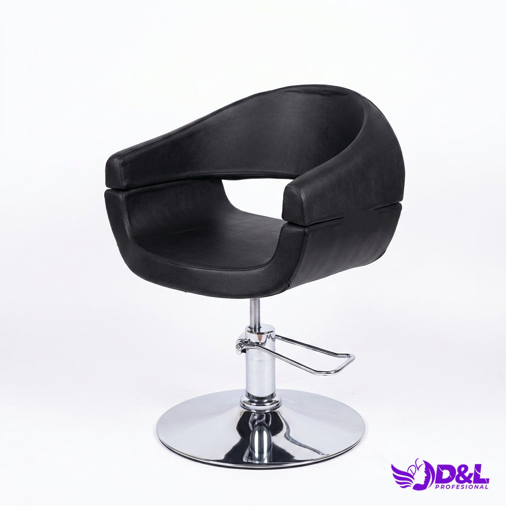 Sillón de Peluquería Giratorio Negro Contemporáneo