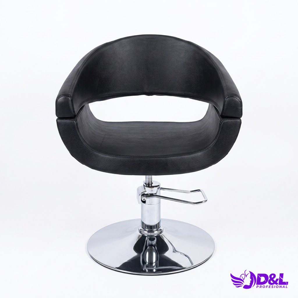 Sillón de Peluquería Giratorio Negro Contemporáneo 3